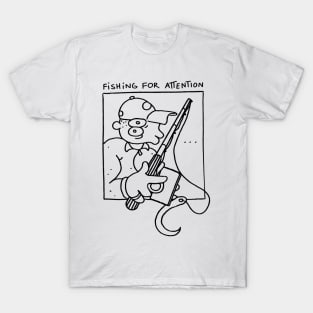 FISHING FOR ATTENTION - Black Linework T-Shirt